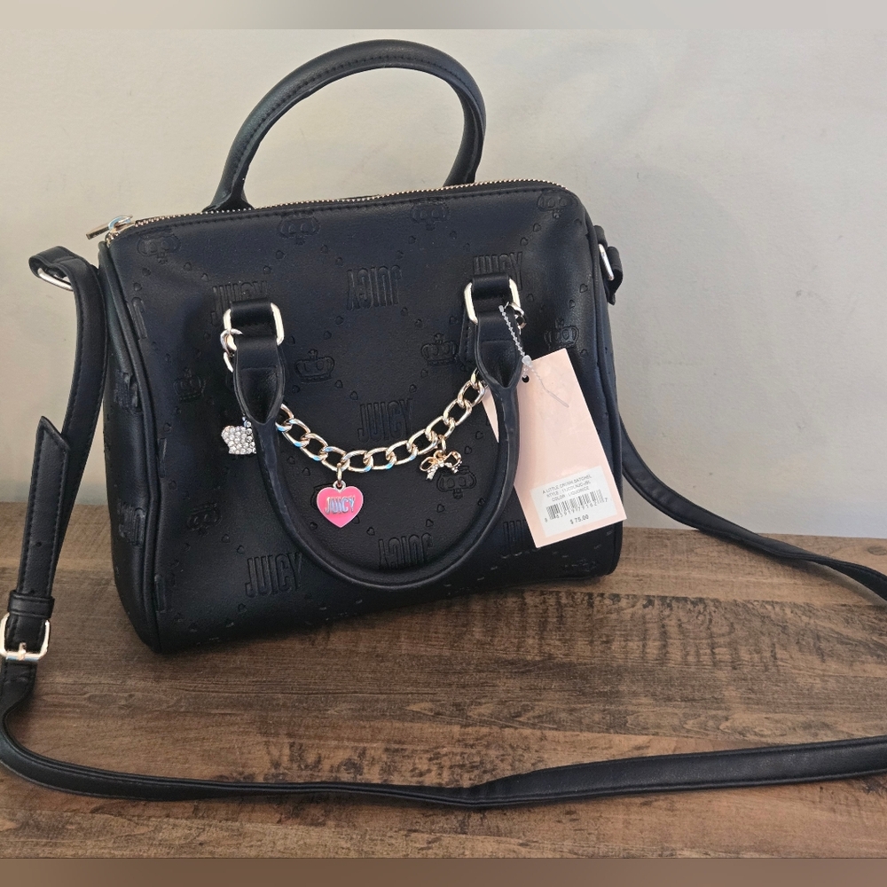 Juicy Couture Black Satchel Bag A Little Crush NWT